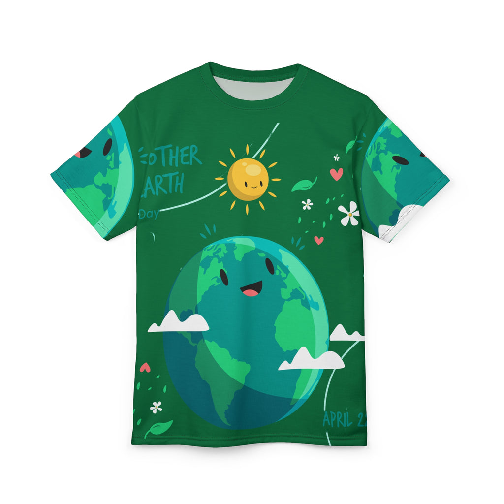 Earth Day Cute Planet T‑Shirt — Smiling Globe All‑Over Print Tee