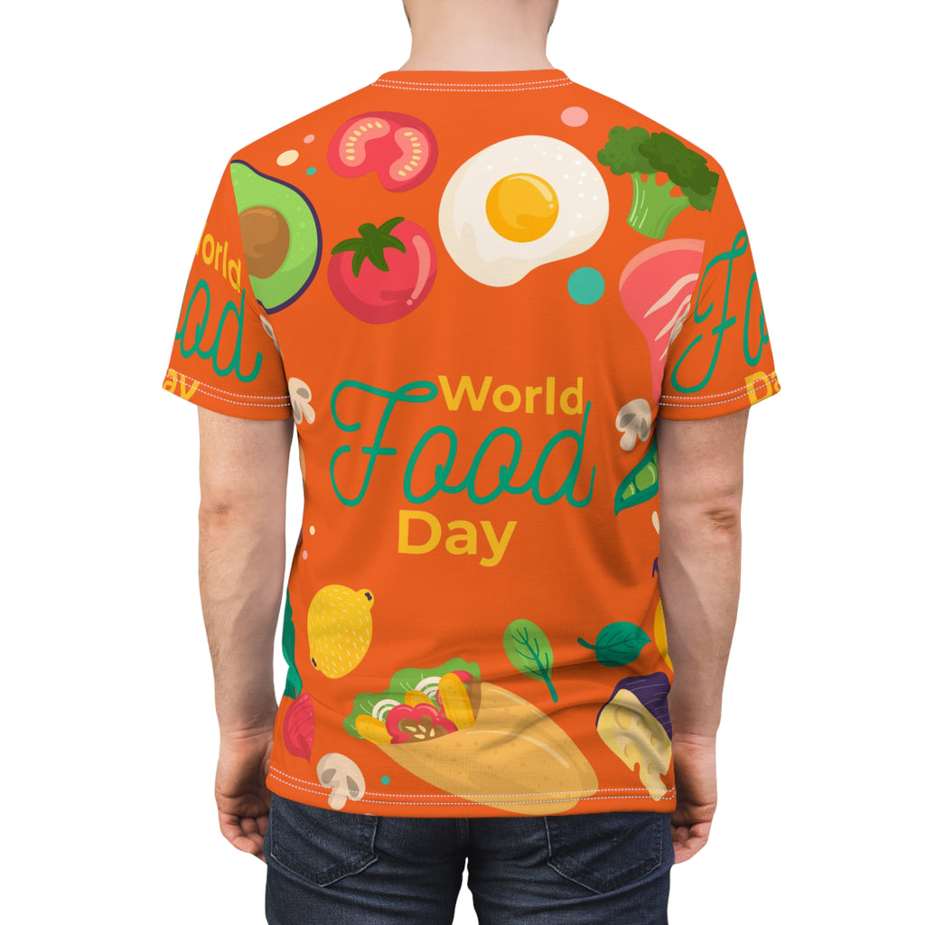 World Food Day All-Over Print Tee — Colorful Food Festival Graphic Shirt