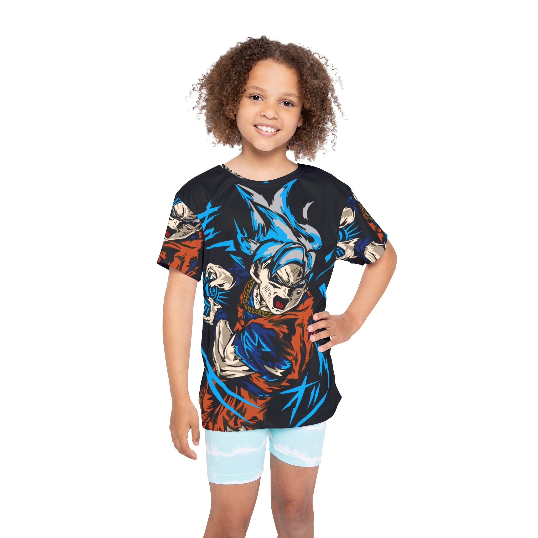 Kids Anime Power-Up Jersey — All-Over Print Super Saiyan Tee