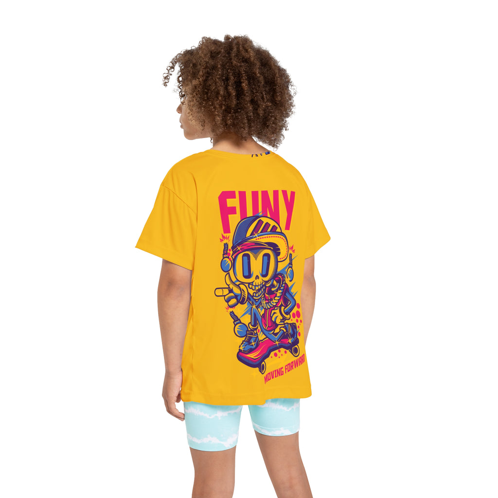 Kids Skateboard Jersey - FUNY Skull Skater "Moving Forward" Graphic Tee