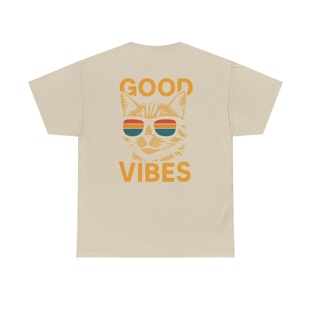 Good Vibes Cat Tee, Unisex Cotton T-Shirt, Summer Casual Top, Gift for Cat Lovers, Fun Pet Shirt, Chill Vibes Outfit