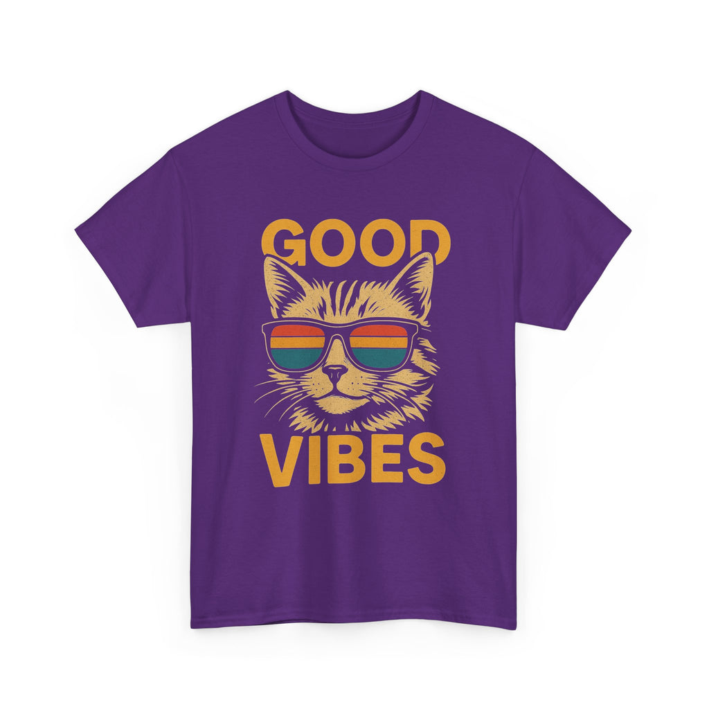 Good Vibes Cat Tee, Unisex Cotton T-Shirt, Summer Casual Top, Gift for Cat Lovers, Fun Pet Shirt, Chill Vibes Outfit