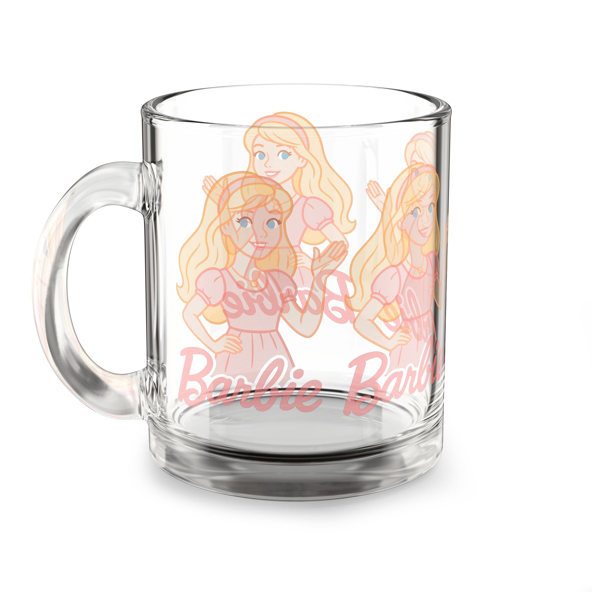 Glass Mug — Retro Blonde Doll Illustration "Barbie" Clear 10oz Coffee Cup
