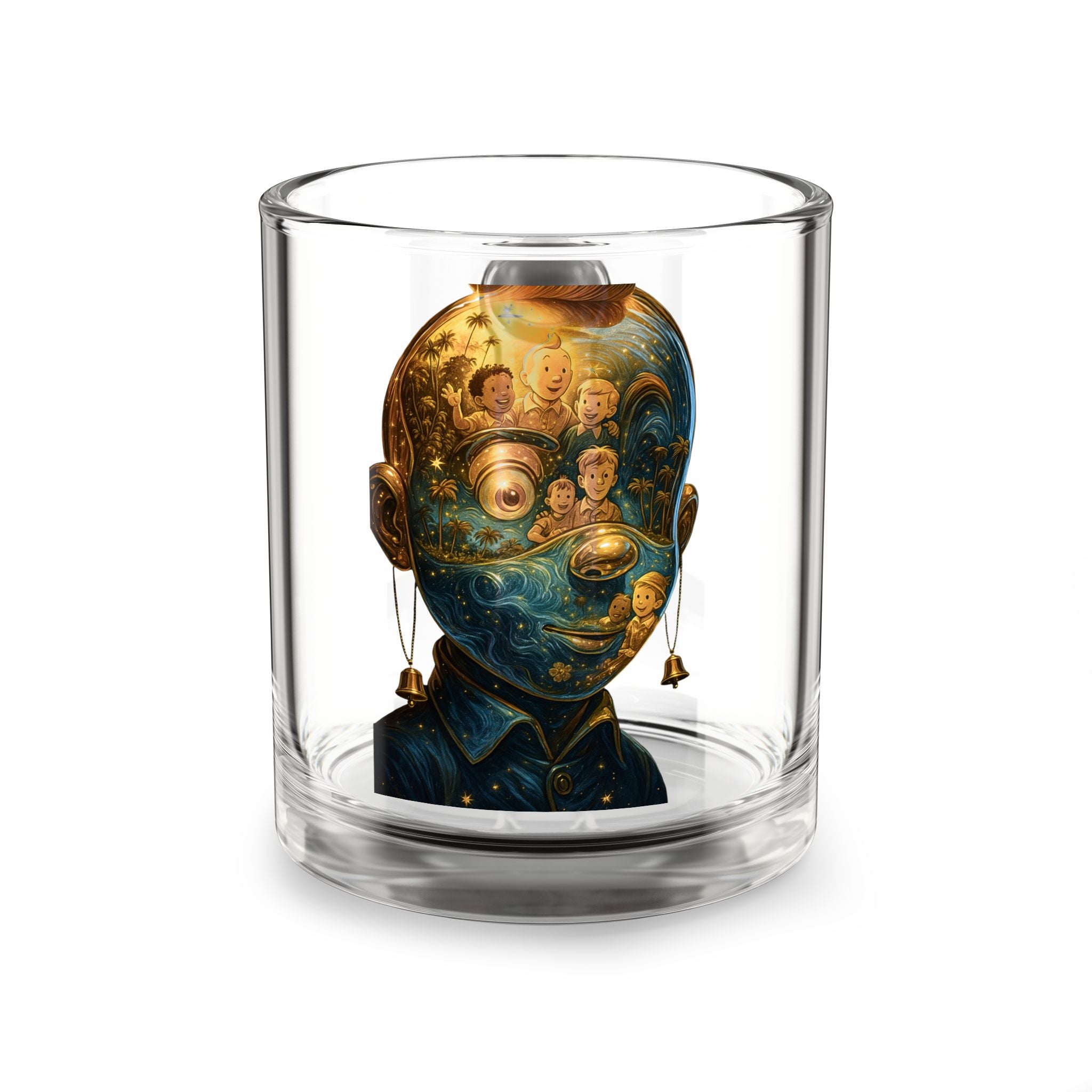 Glass Mug — Surreal Portrait Collage Art Glass Coffee Cup (10 oz)
