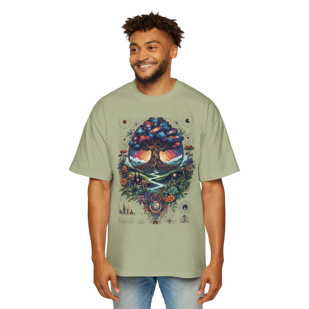 Bohemian Tree of Life Tee, Oversized Men's Shirt, Festival Wear, Nature Lover Gift, Eco-Friendly Fashion, Casual Summer Top