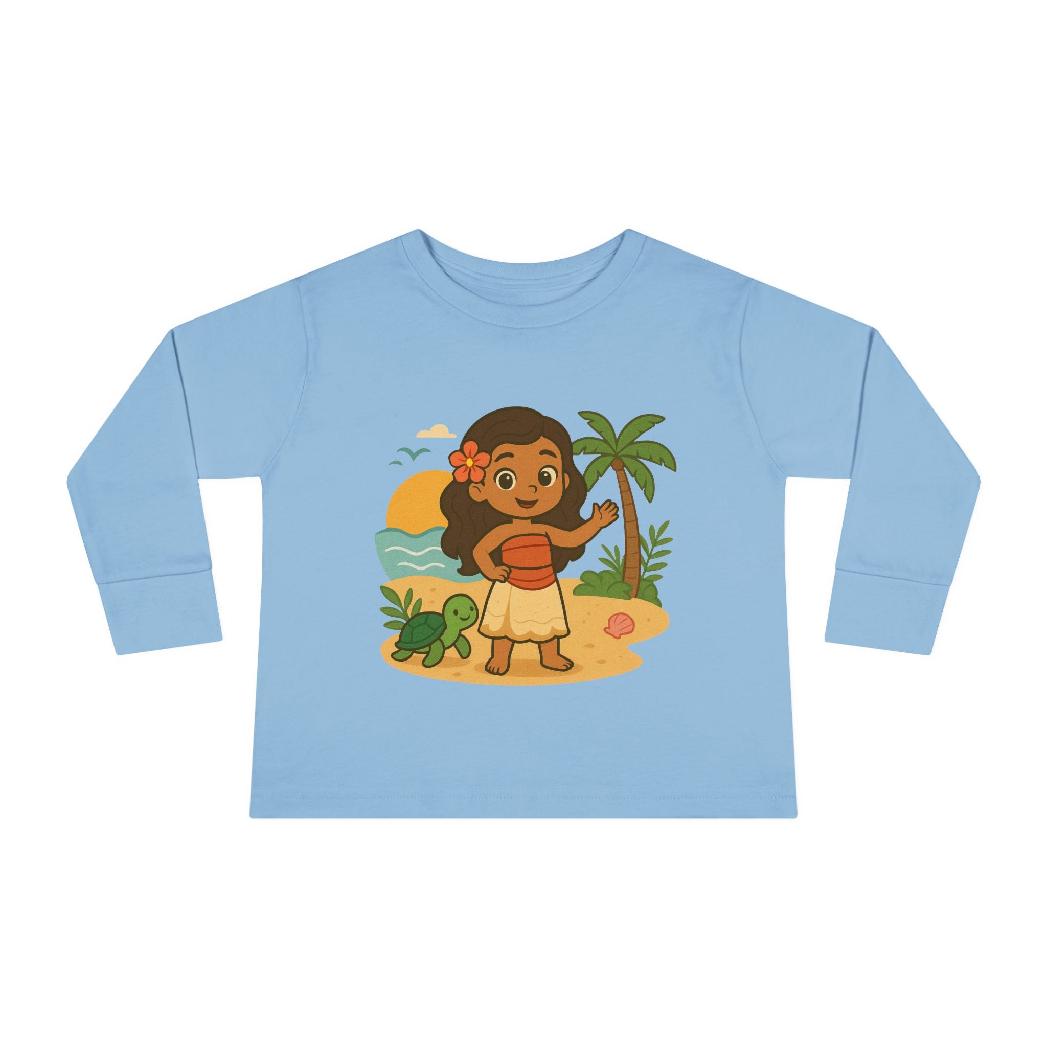 Tropical Toddler Tee, Cute Kids Shirt, Beach Vibes Long Sleeve Top, Summer Outfit for Children, Hawaiian Theme Kids Apparel