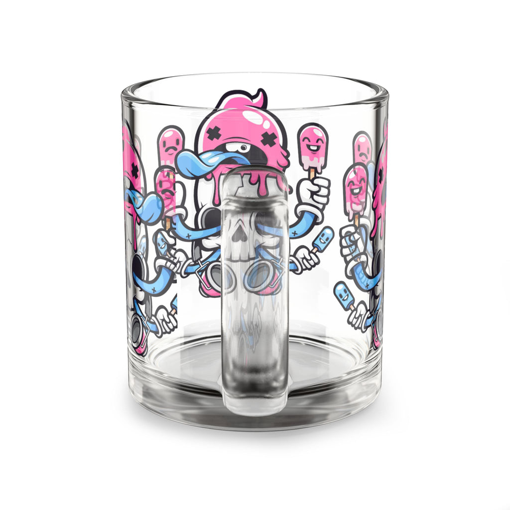 Skull & Popsicle Glass Mug — 10oz Artistic Clear Coffee Cup