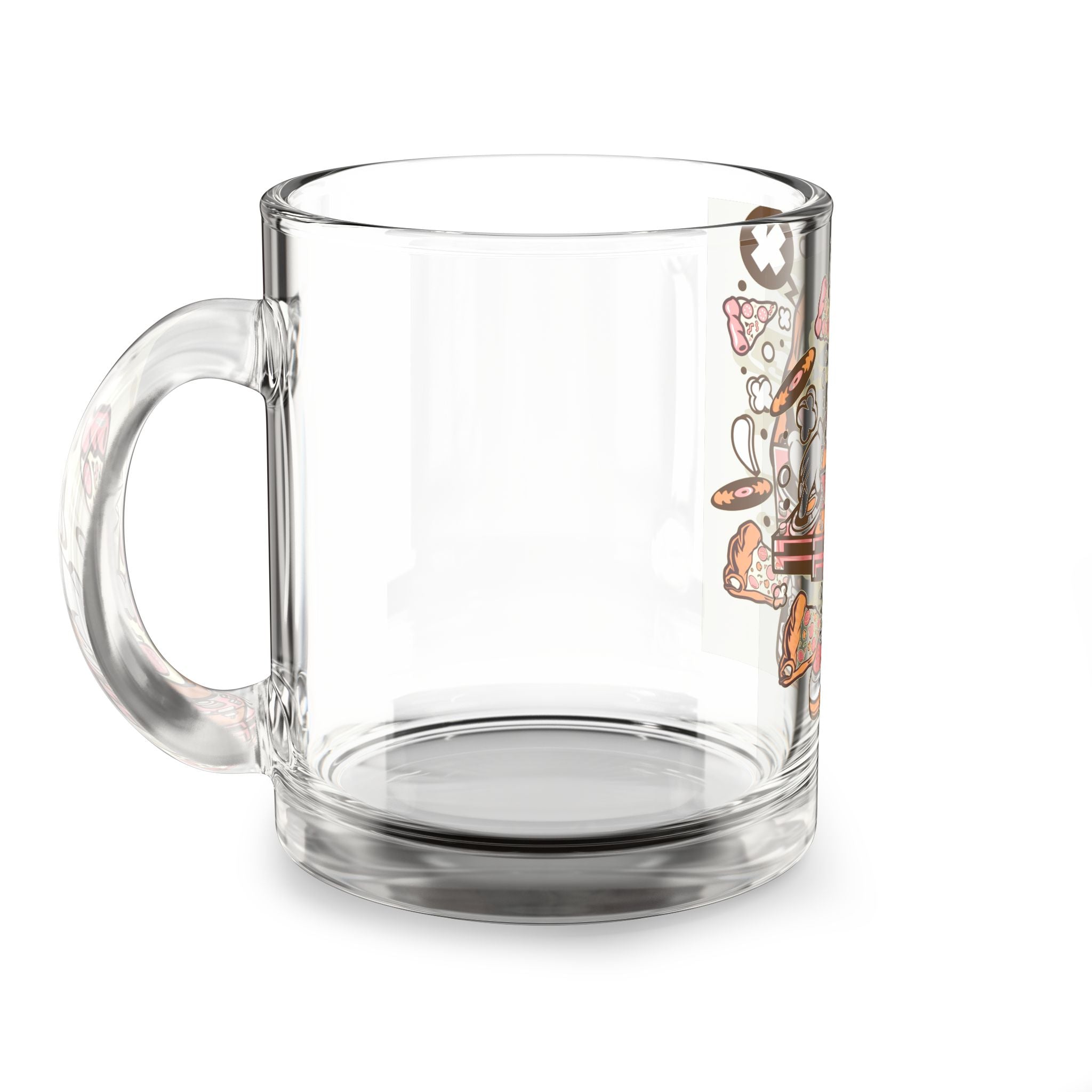 Glass Mug — Retro Pizza DJ Cartoon 10oz