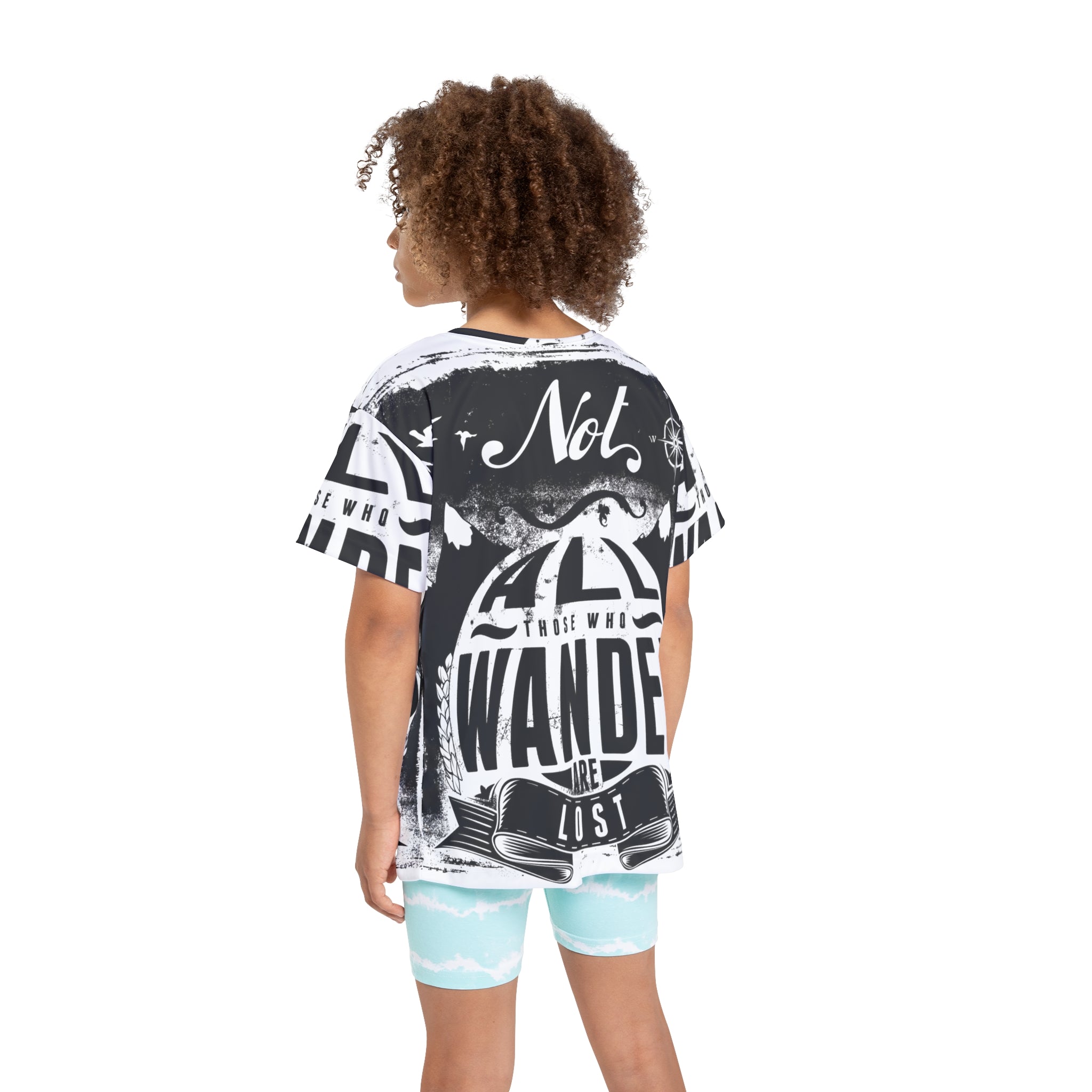 Kids Jersey — 'Not All Who Wander Are Lost' Monochrome Adventure Tee