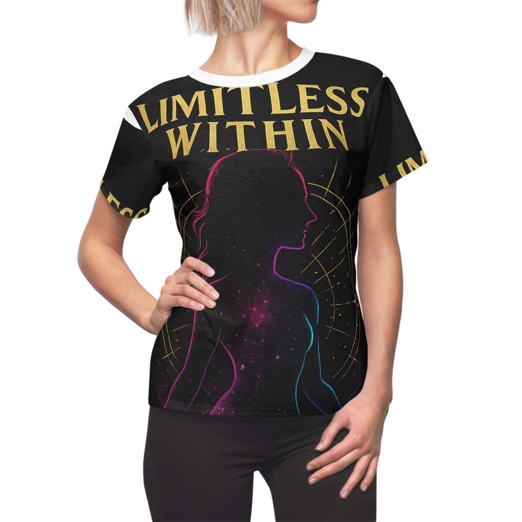 Limitless Within Women's Cut & Sew Tee - Inspiring Mindfulness Shirt, Spiritual Gift, Yoga Top, Motivational Apparel, AOP Design