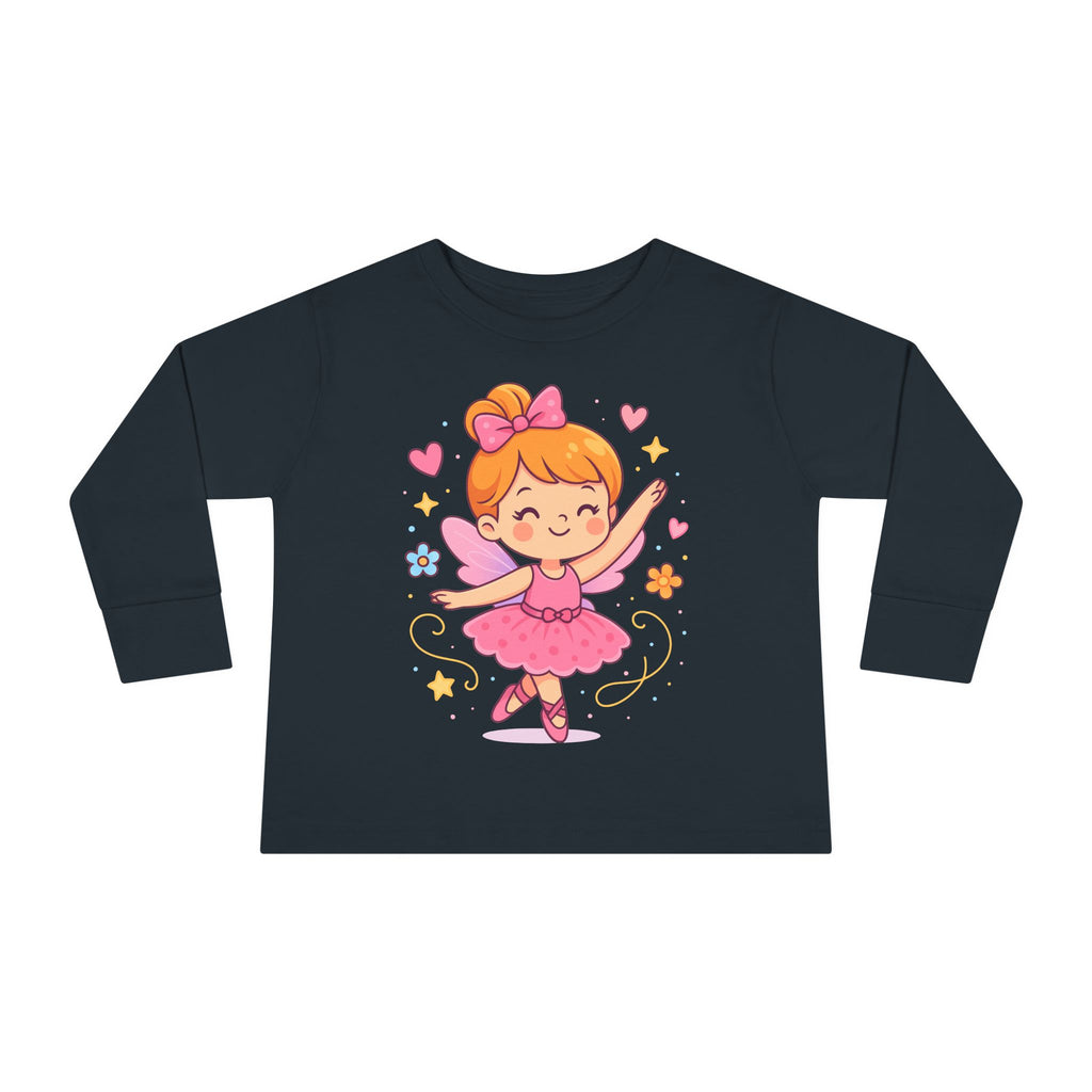 Cute Ballerina Toddler Long Sleeve Tee, Kids Dance Shirt, Toddler Gift, Ballet Costume Tee, Toddler Apparel for Birthdays, Dance Class