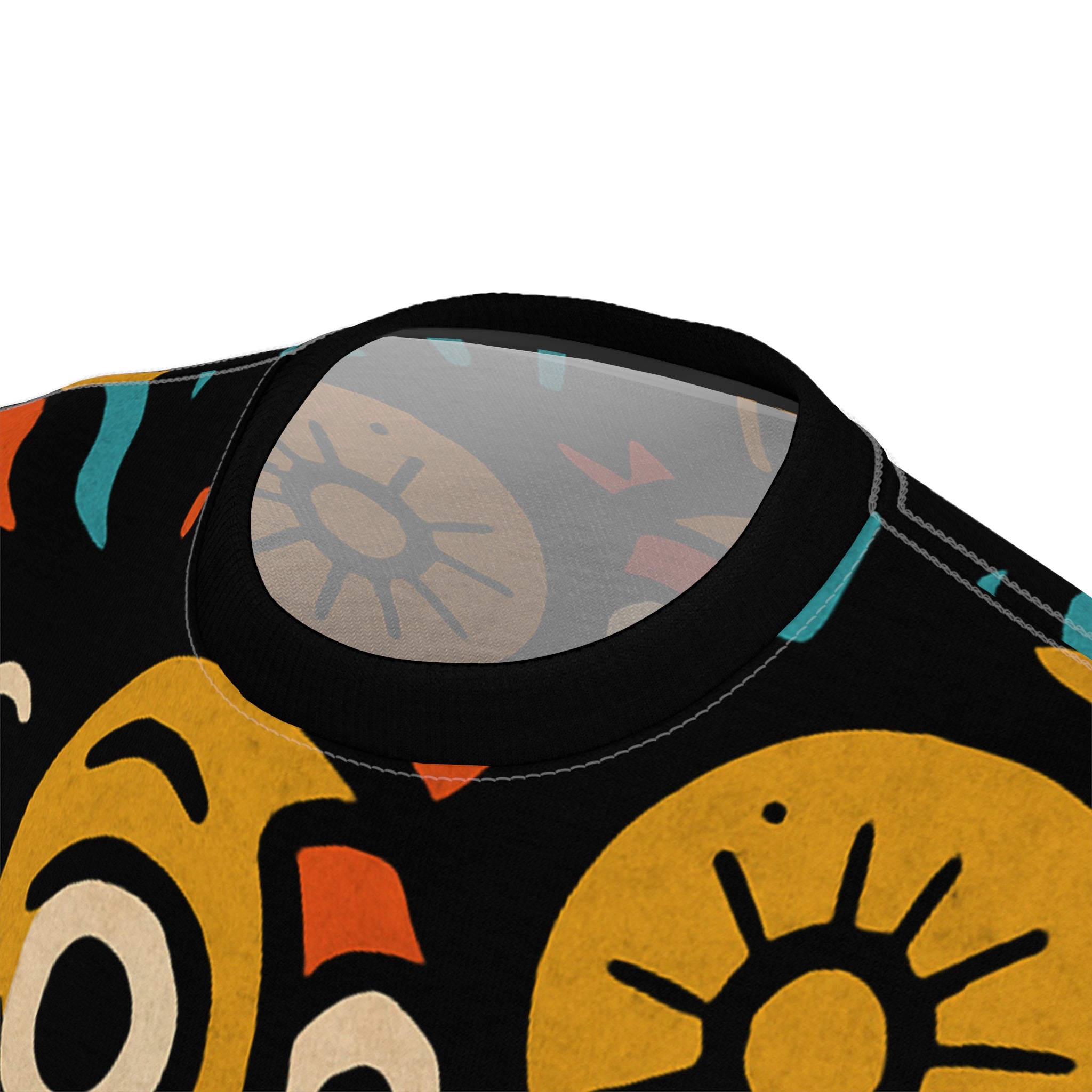 Abstract Faces Print Tee — Retro Doodle T-Shirt