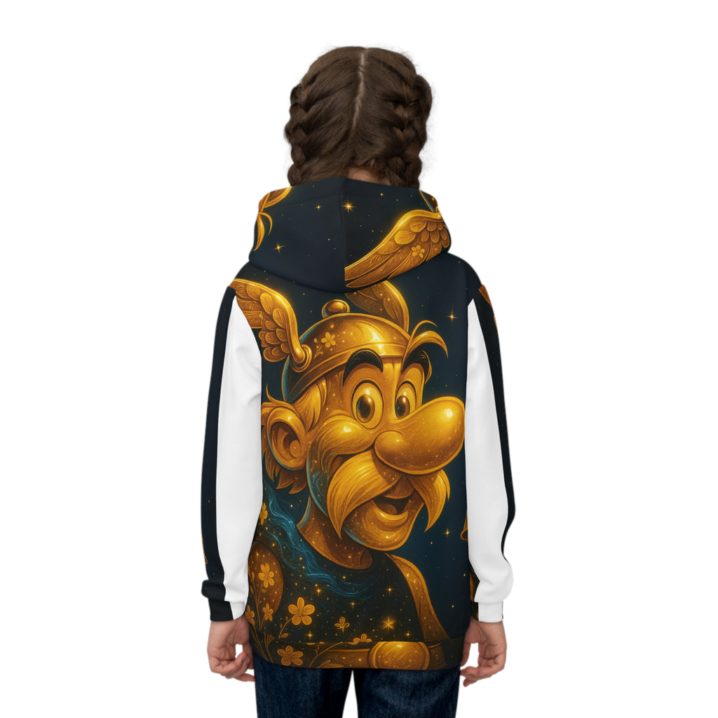 Children's Asterix Hoodie — Golden Comic Character All-Over Print