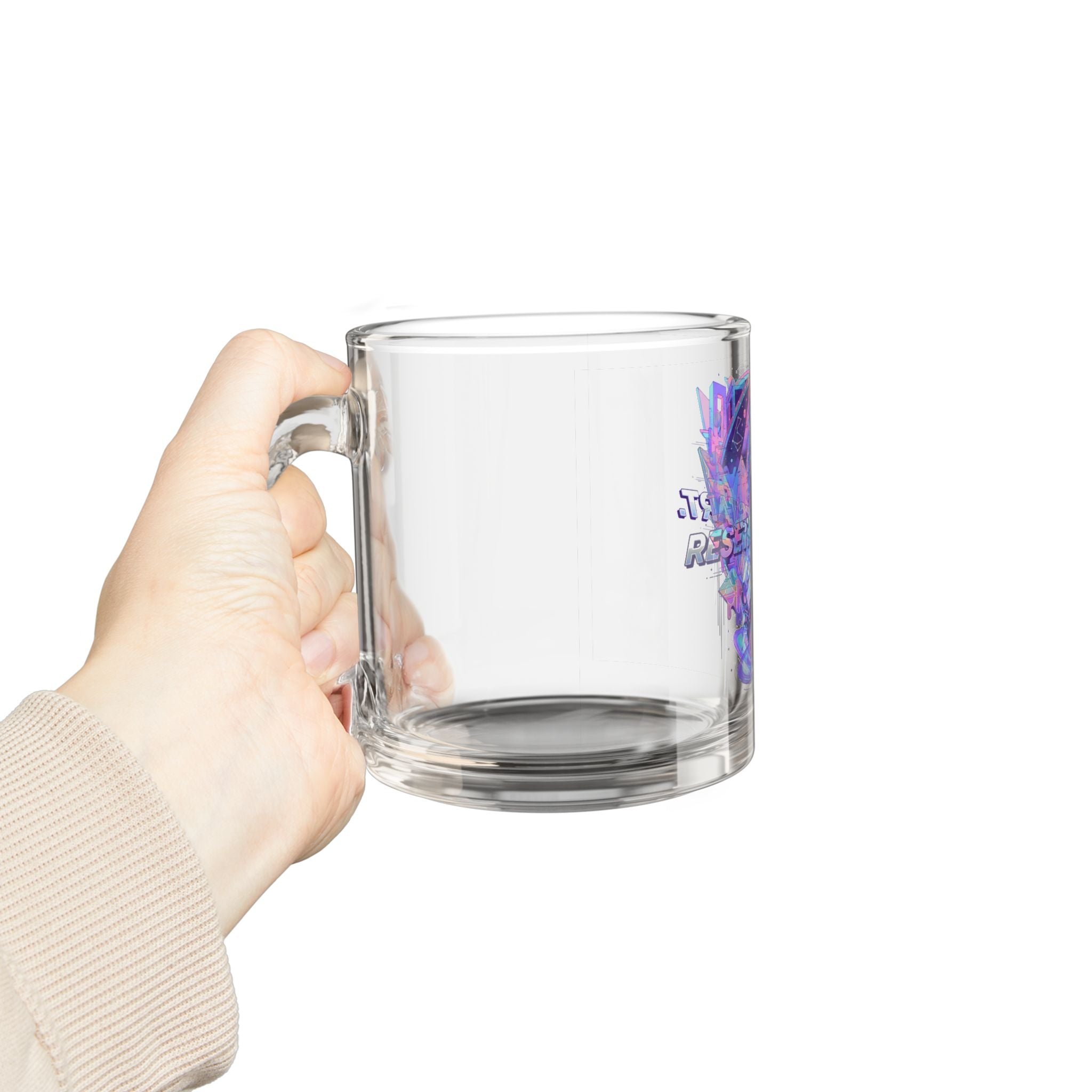 Reset. Restart. Glow. — 10oz Glass Mug with Neon Space Astronaut Design