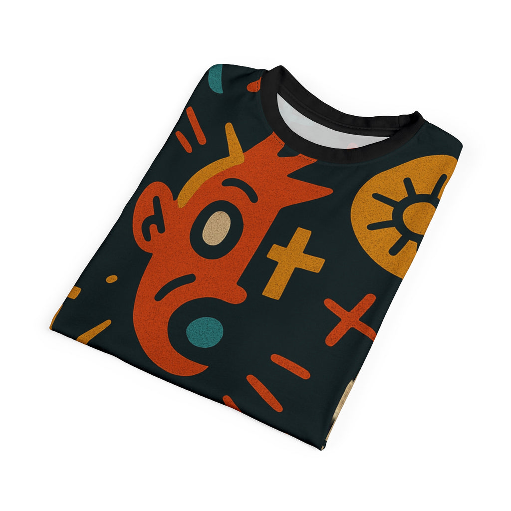 Vibrant Graphic Unisex Tee - Retro Style AOP Design