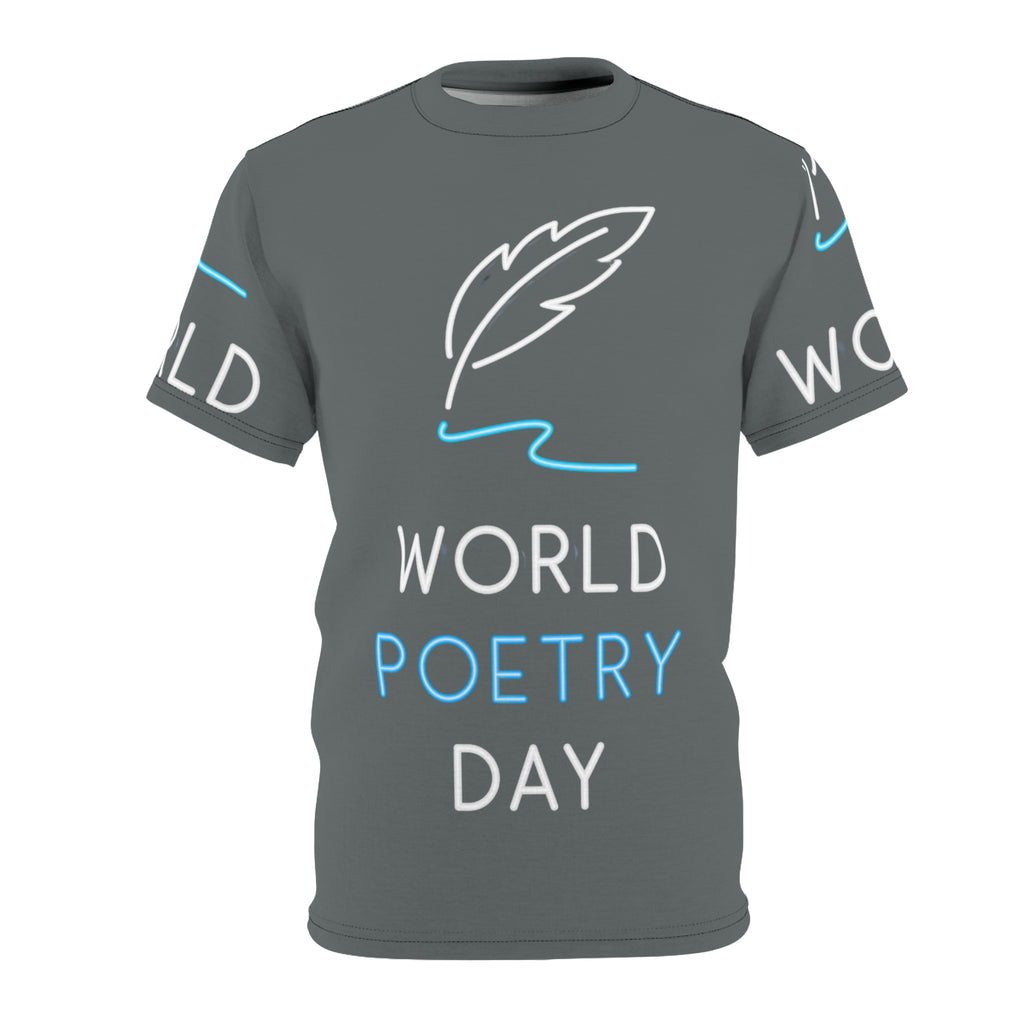 World Poetry Day Tee — Feather Quill Graphic All-Over Print