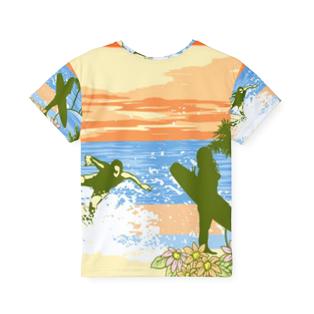 Kids Surf Sunset Jersey — All-Over-Print Beach Tee