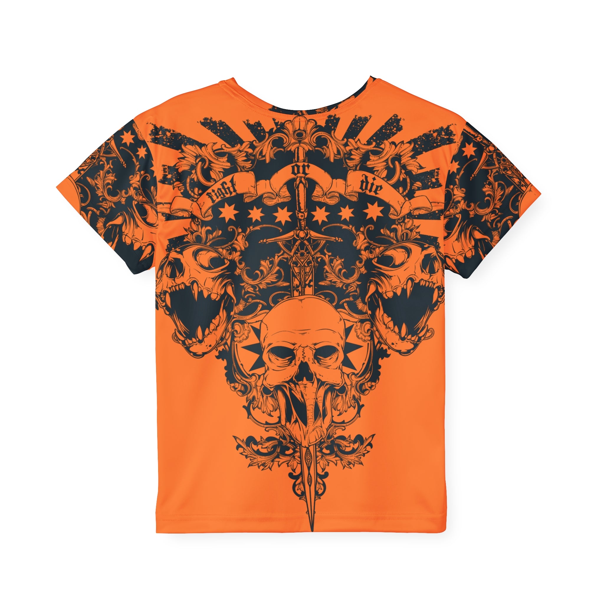 Kids Jersey — Orange Skull Crest Sports Tee