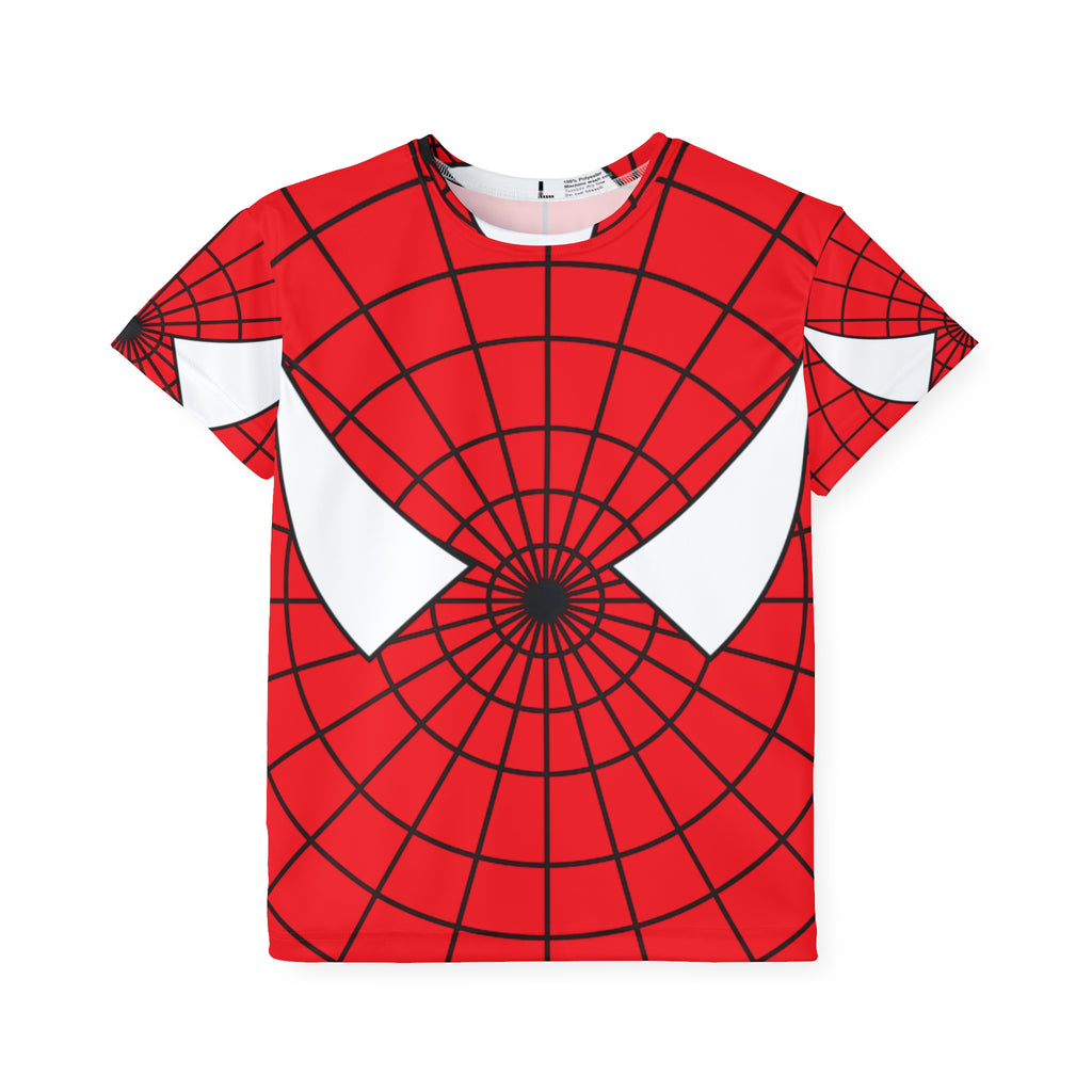 Spider Web Kids Jersey – Red Superhero Face All-Over Print