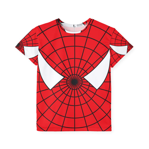 Spider Web Kids Jersey – Red Superhero Face All-Over Print