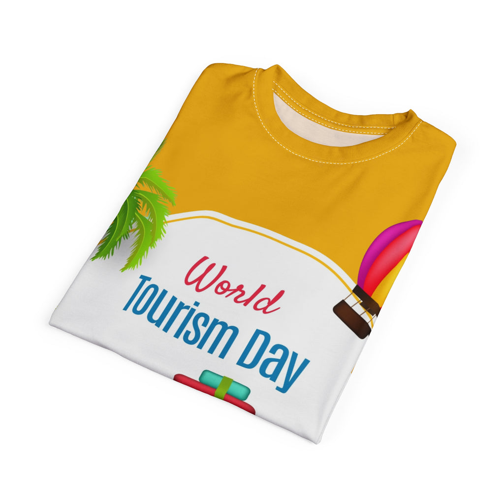 World Tourism Day Travel Tee — Camera, Luggage & Hot Air Balloon Design