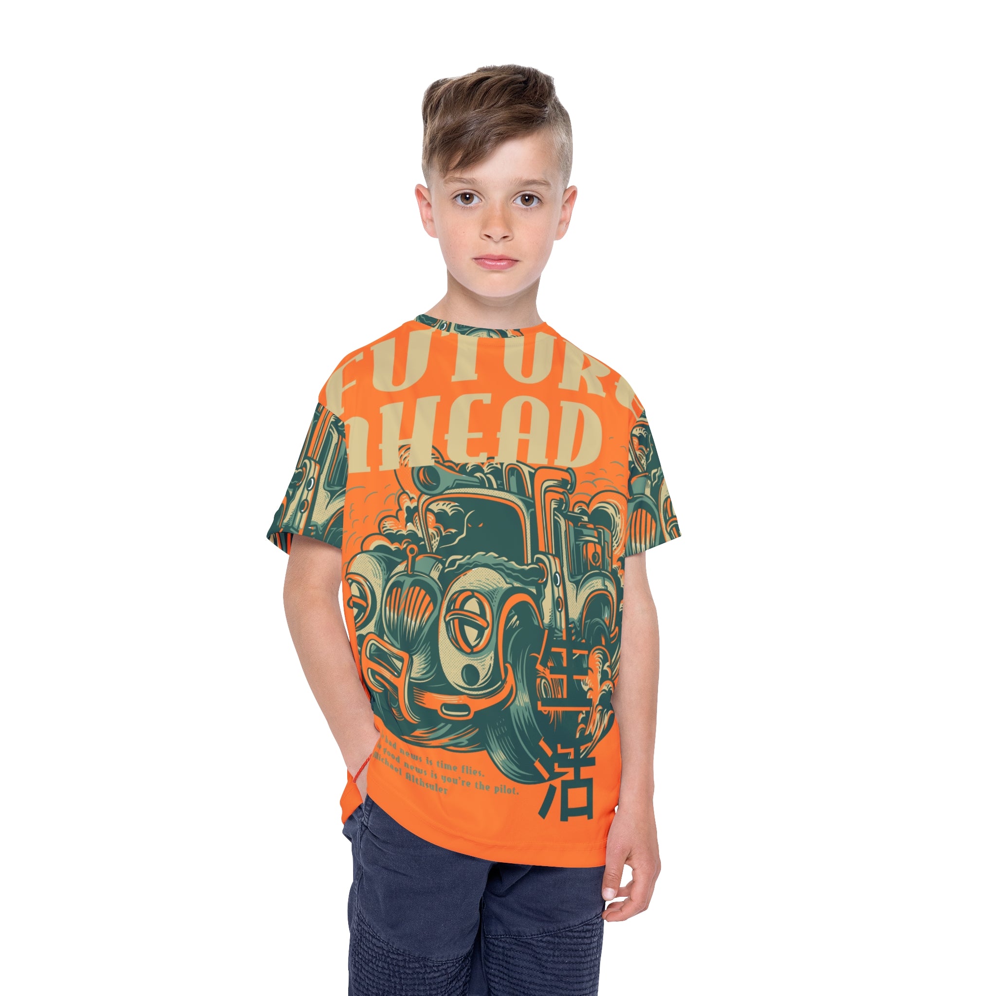 Kids Jersey — 'Future Ahead' Vintage Hot Rod Graphic