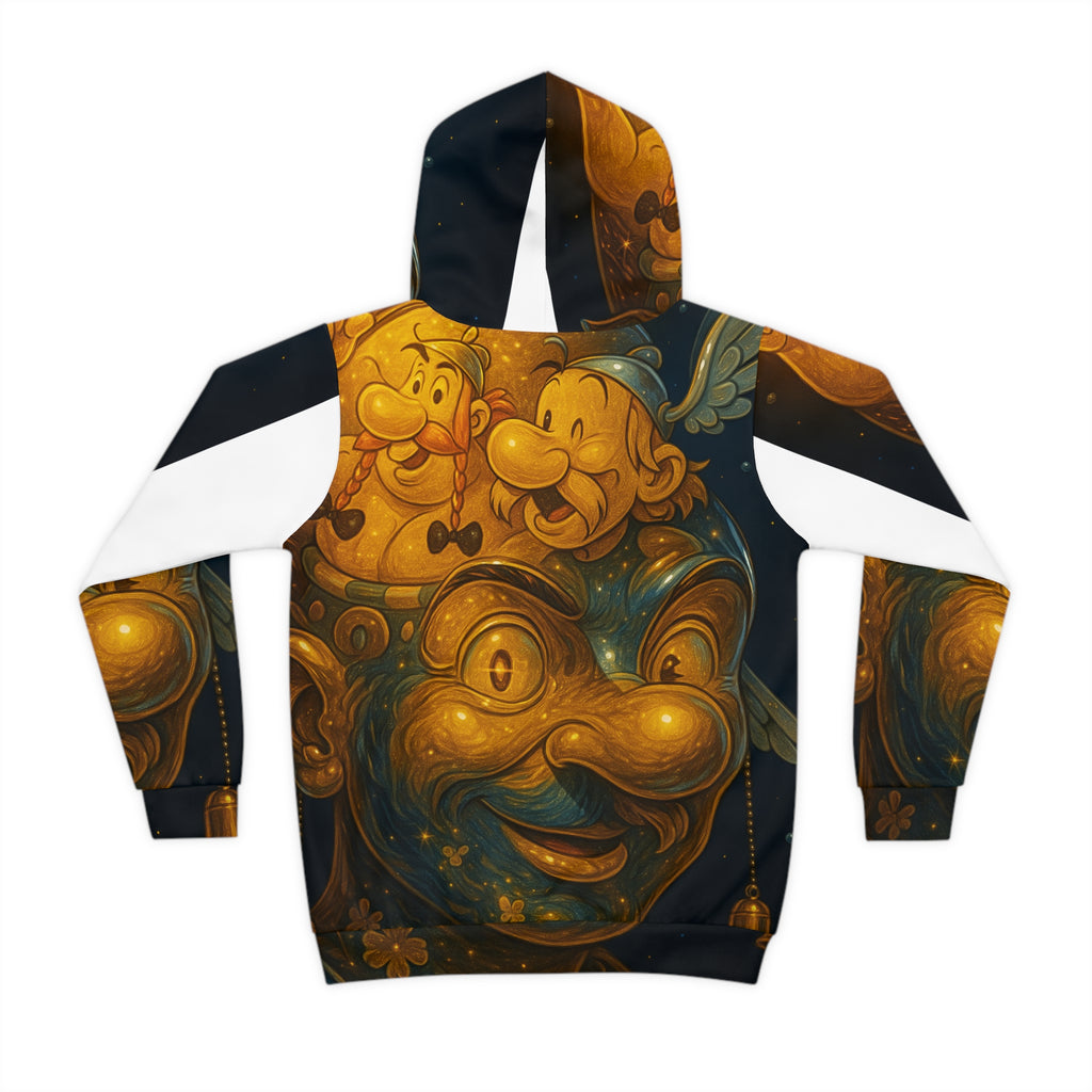 Kids Hoodie — Whimsical Golden Carnival Mask All-Over Print