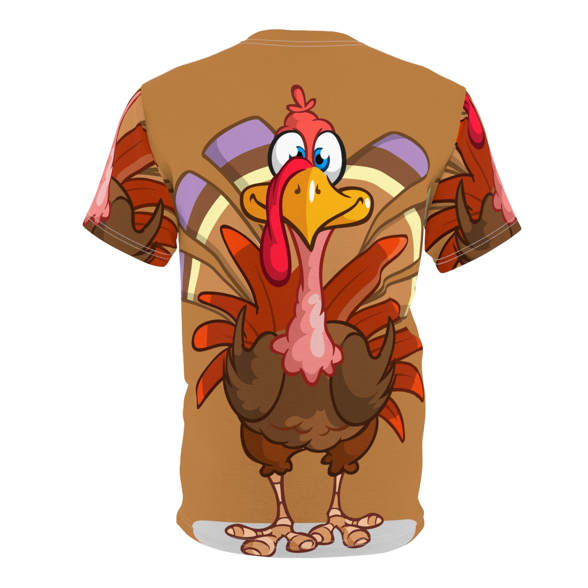 Turkey Cartoon All-Over Print Tee — Funny Thanksgiving Turkey Shirt