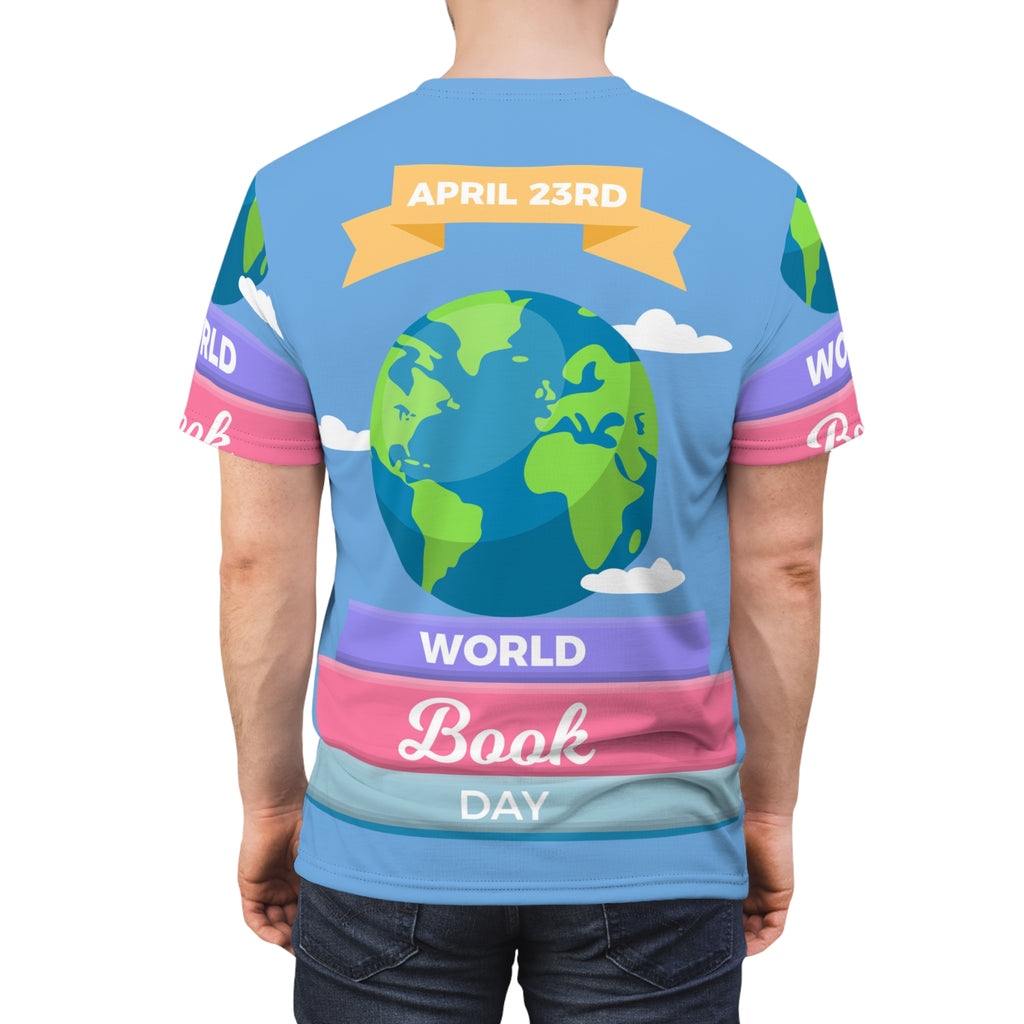 World Book Day Tee — April 23rd Illustrated Globe & Books Shirt