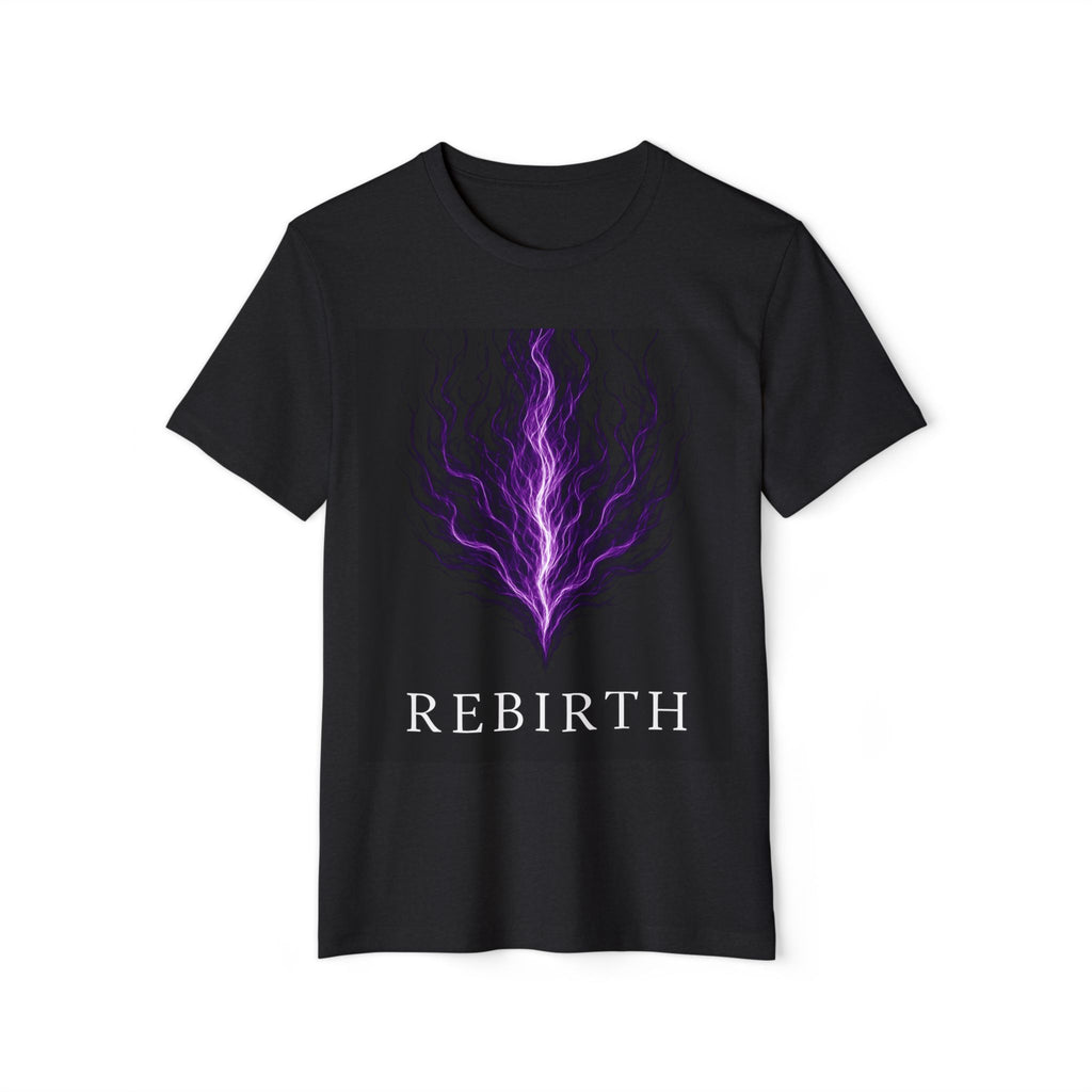 Rebirth Graphic Tee — Purple Flame Spiritual T‑Shirt