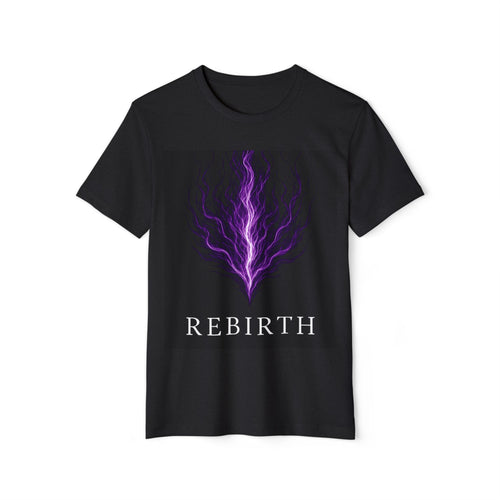 Rebirth Graphic Tee — Purple Flame Spiritual T‑Shirt