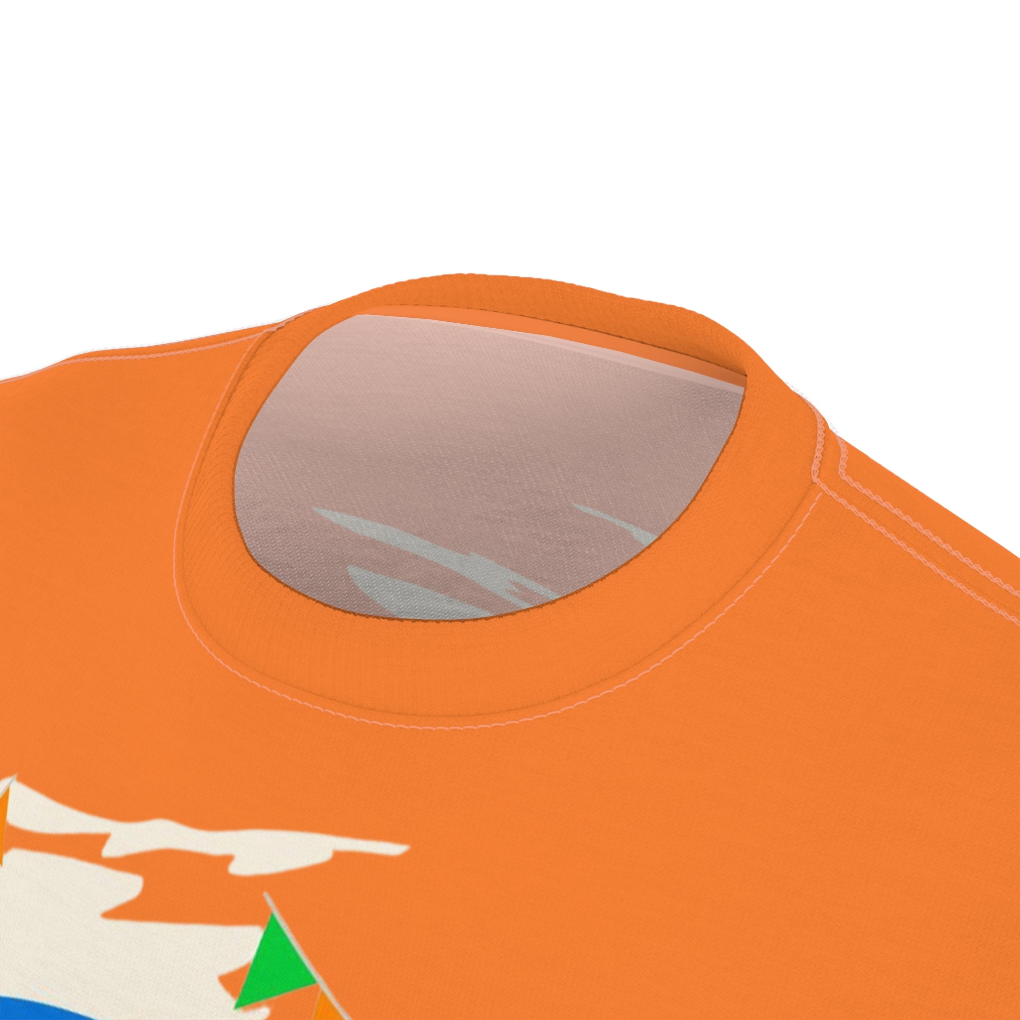 Hindi Diwas All-Over Print Tee — Tricolor Ashoka Chakra Design