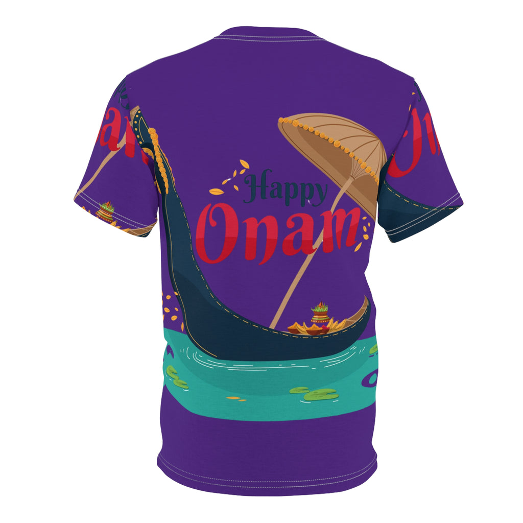Happy Onam Tee — Decorative Boat & Parasol Kerala Festival T-Shirt