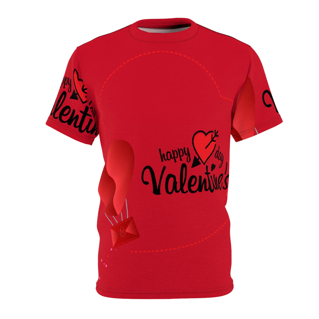 Valentine's Day Red Tee — "Happy Valentine's Day" Heart Balloon Shirt