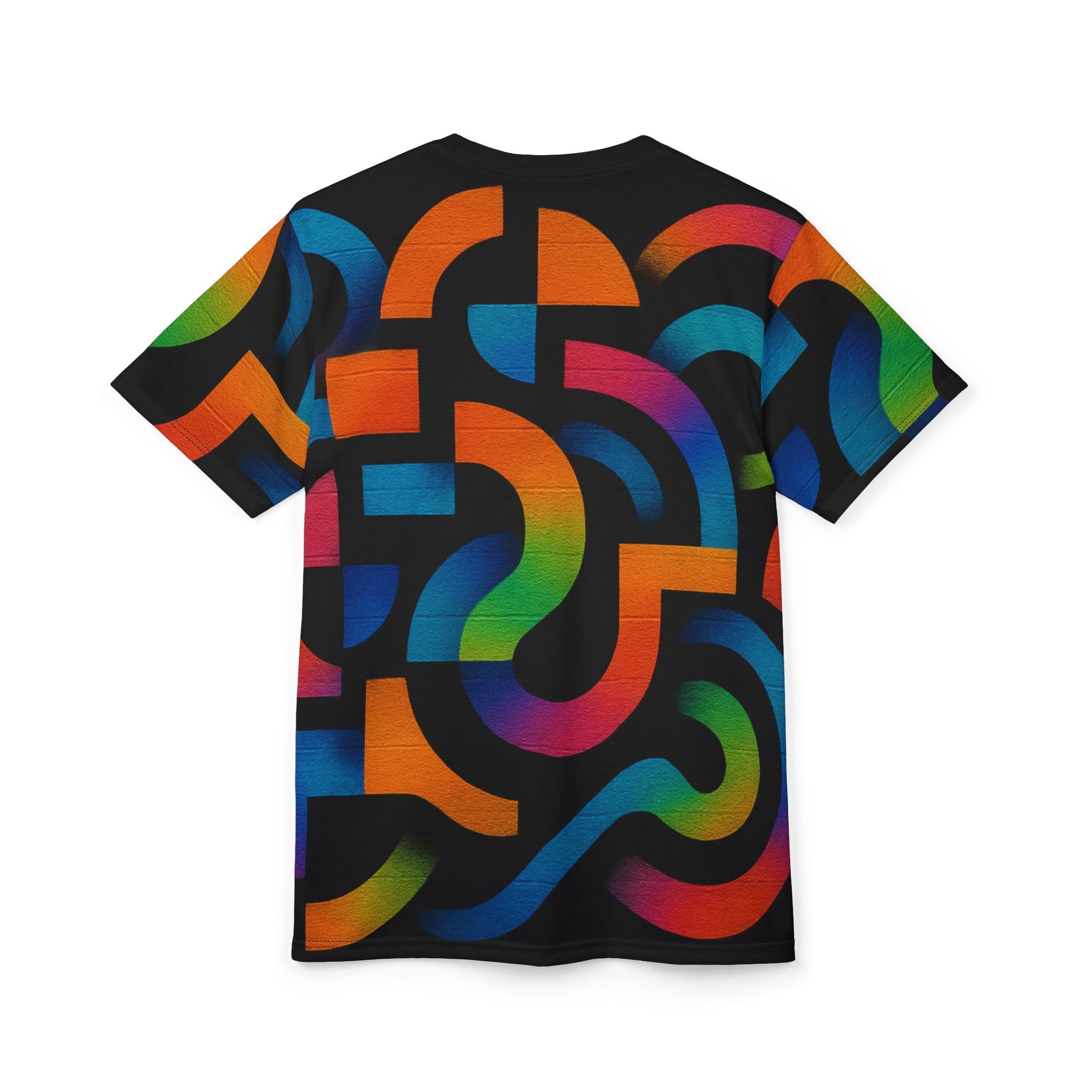 Neon Maze Graphic Tee — Vibrant Abstract All-Over Print T-Shirt