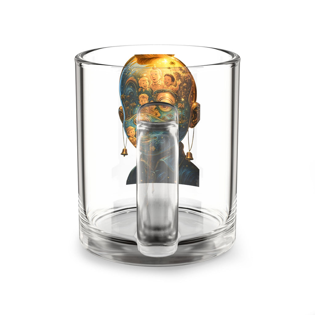 Glass Mug — Surreal Portrait Collage Art Glass Coffee Cup (10 oz)