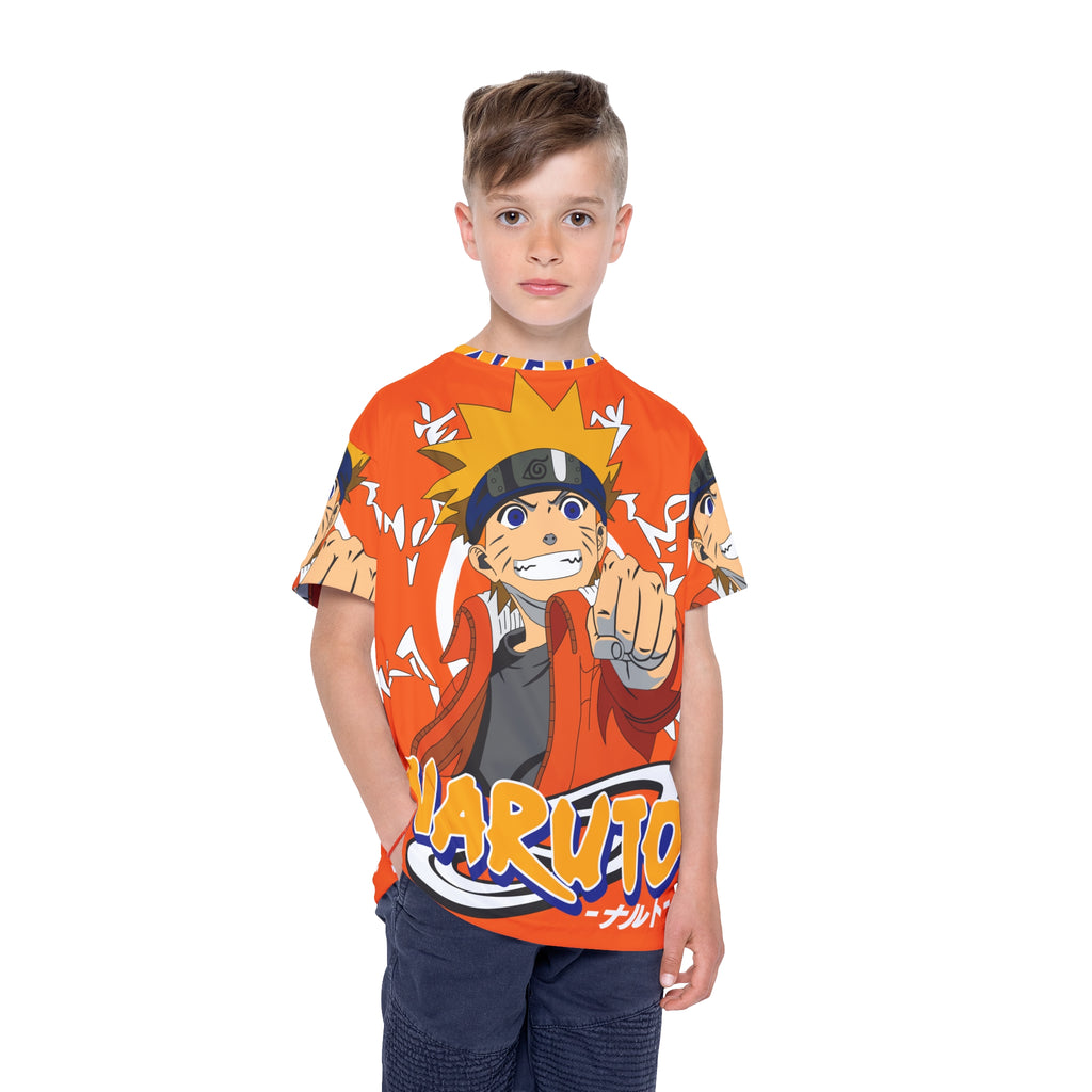 Kids Naruto Graphic Tee — Orange Anime Sports Jersey