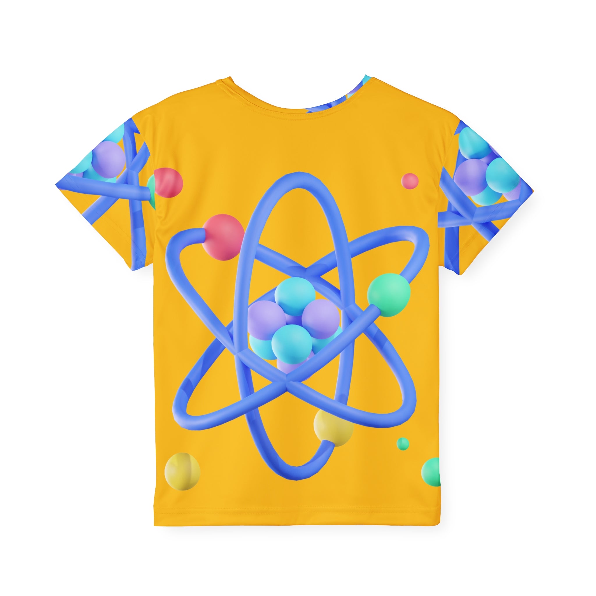 Kids Atomic Science Graphic Tee — Bright Yellow All-Over Print Jersey