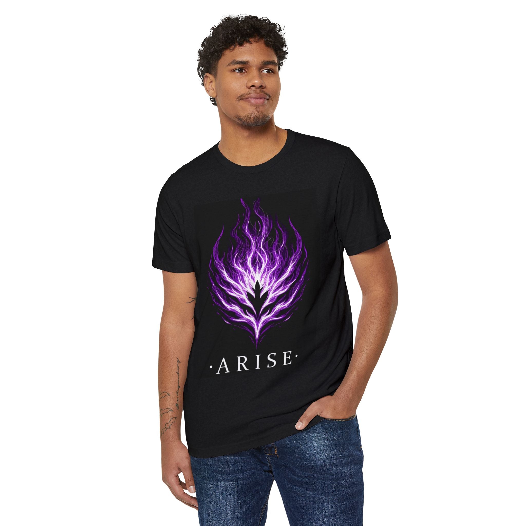Arise Purple Flame T-Shirt — Mystic Gothic Graphic Tee