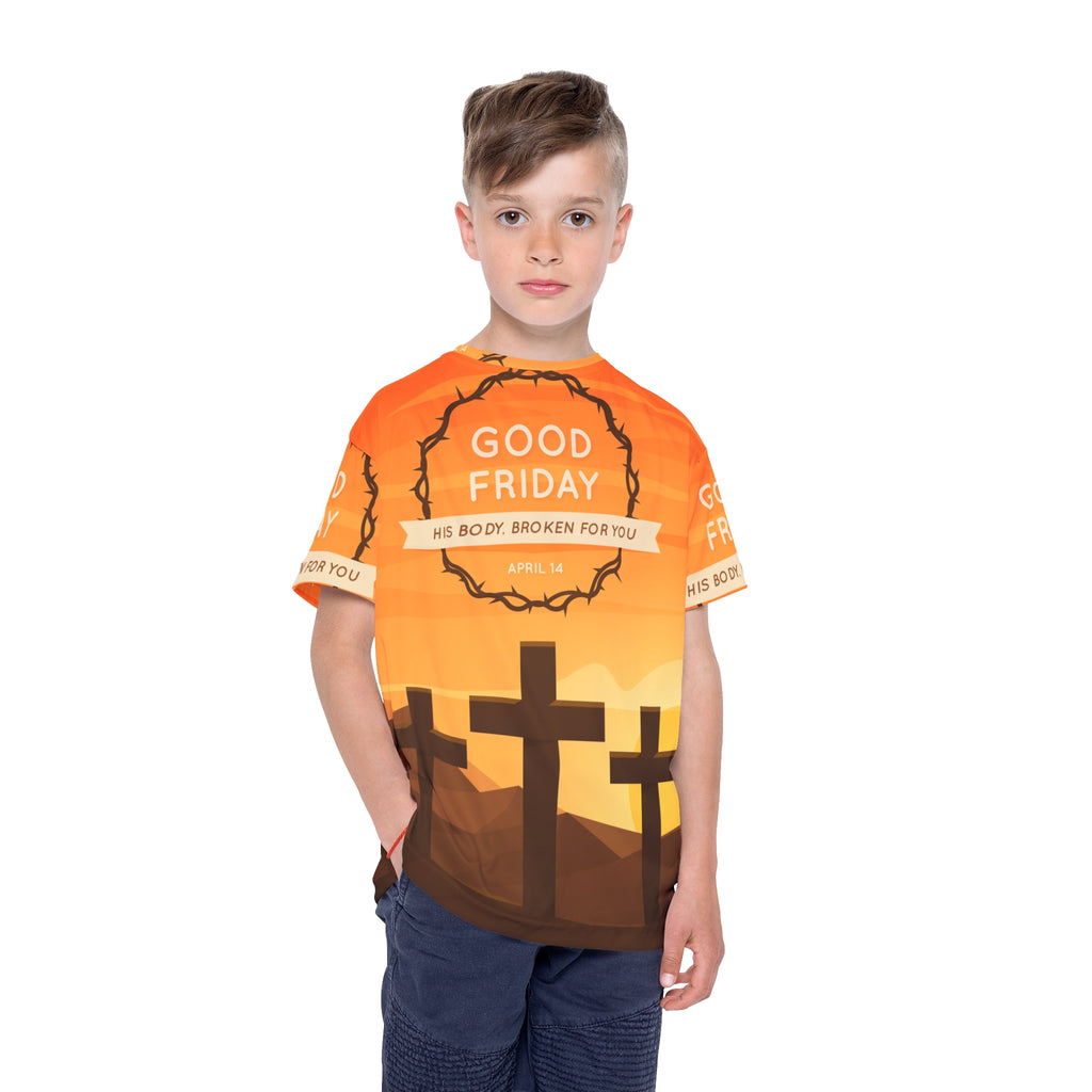 Good Friday Kids Jersey — Easter Christian Cross Graphic Tee
