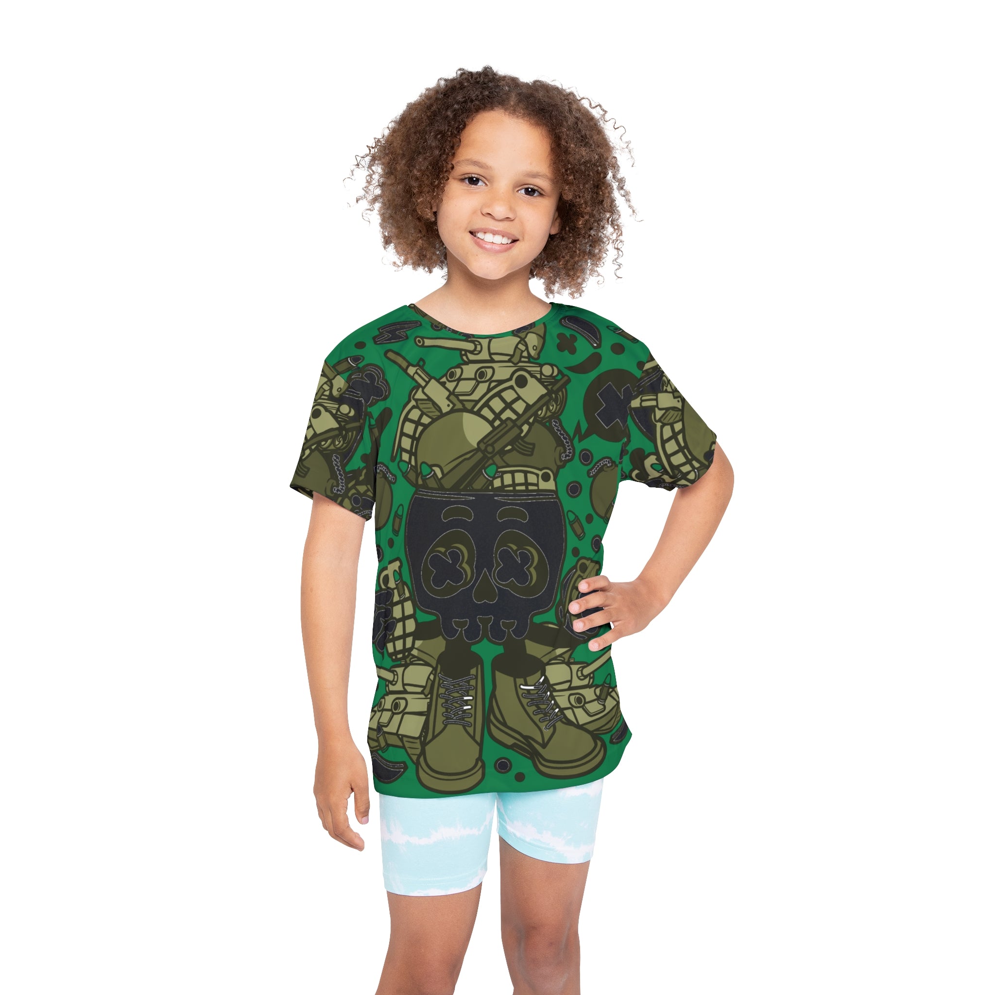 Kids Jersey — Green Tactical Cartoon All-Over Print