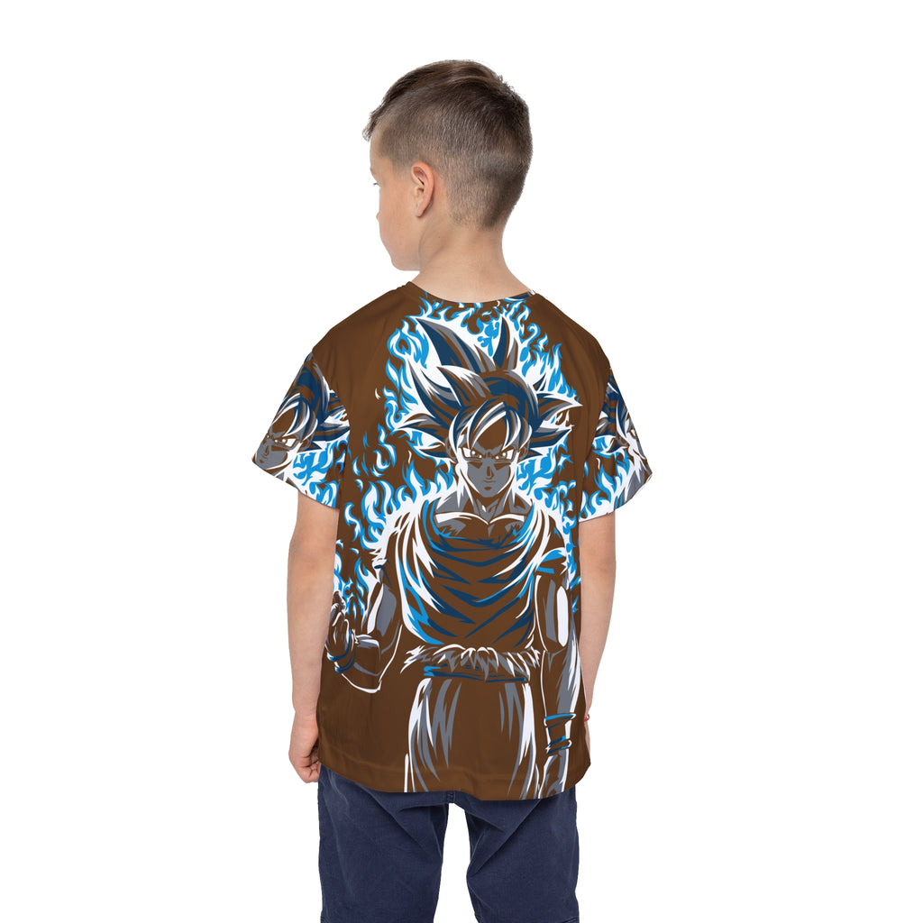 Kids Anime Power Tee — Blue Aura Warrior All-Over Print Jersey