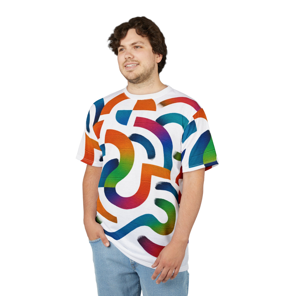 Abstract Rainbow Maze Tee — All-Over Print Colorful Graphic T-Shirt