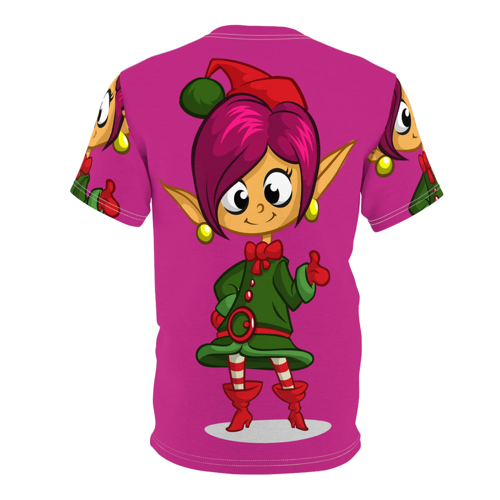 Cute Christmas Elf Tee — Pink Holiday Elf All-Over Print Shirt