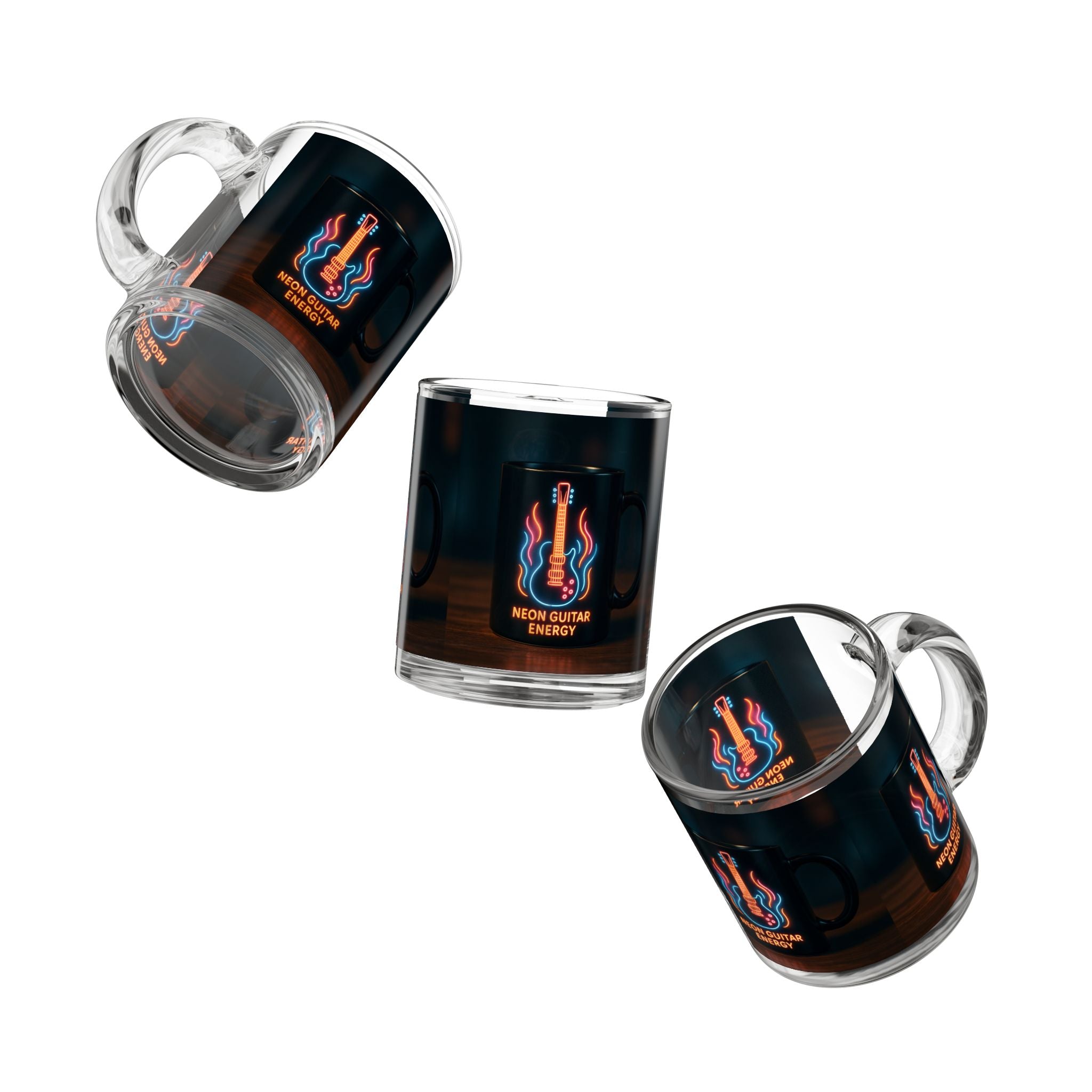 Glass Mug — Neon Guitar Energy 10oz Coffee Cup