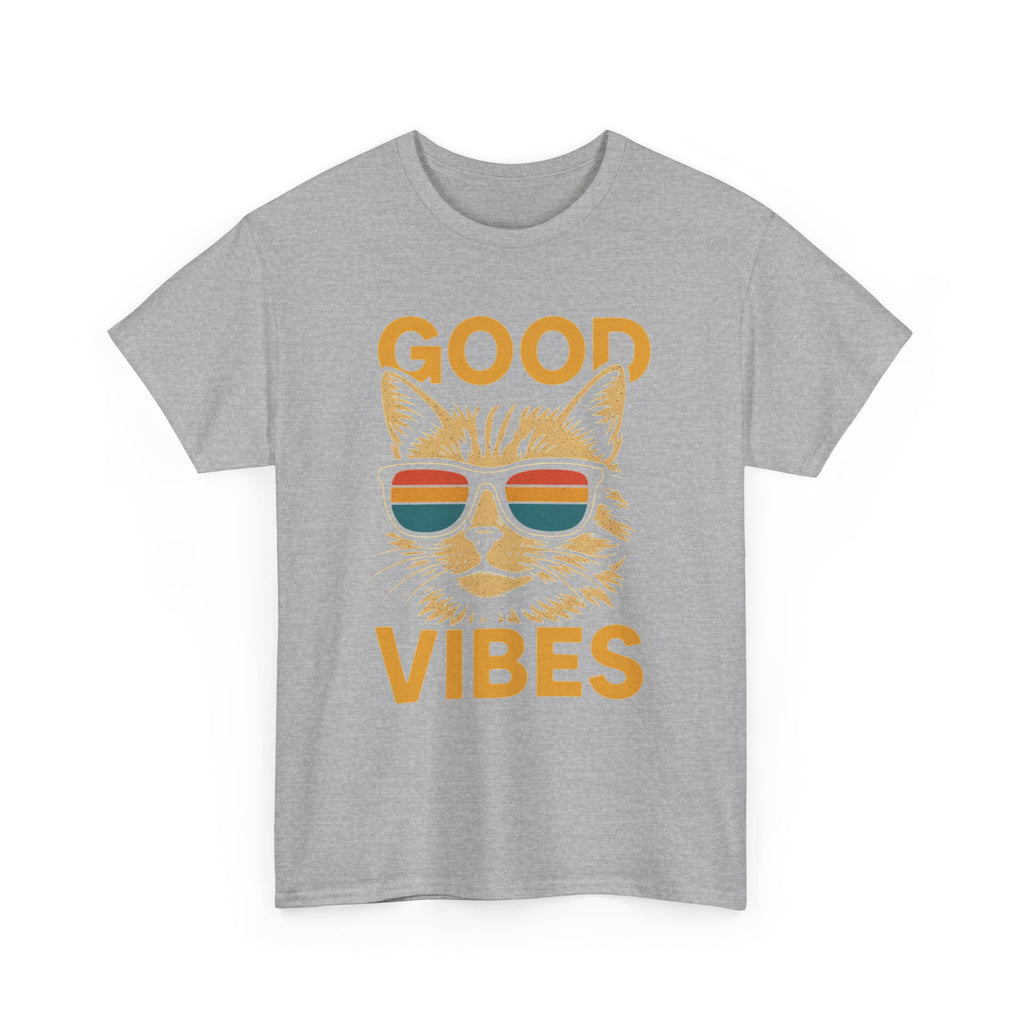 Good Vibes Cat Tee, Unisex Cotton T-Shirt, Summer Casual Top, Gift for Cat Lovers, Fun Pet Shirt, Chill Vibes Outfit