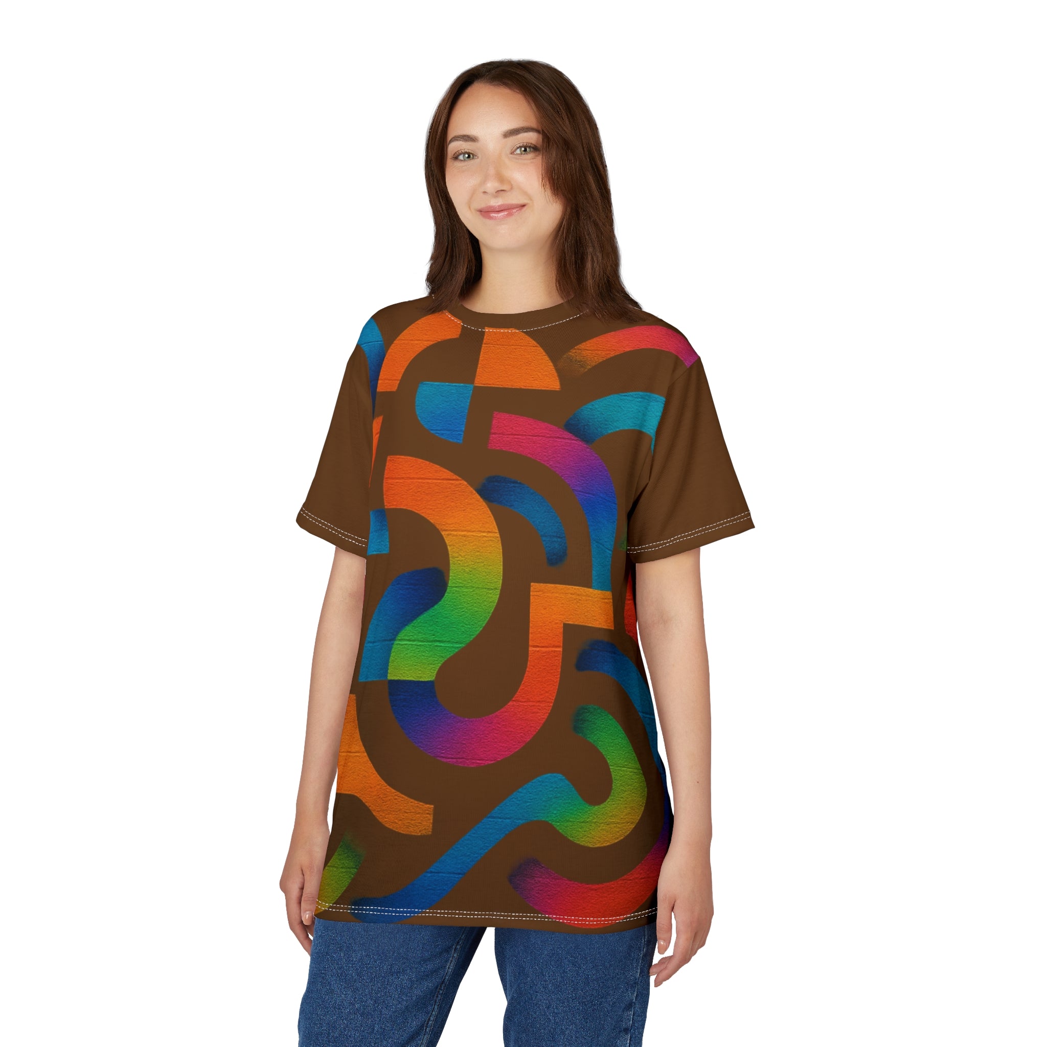 Abstract Rainbow Maze Tee — All-Over Print Cut & Sew T‑Shirt