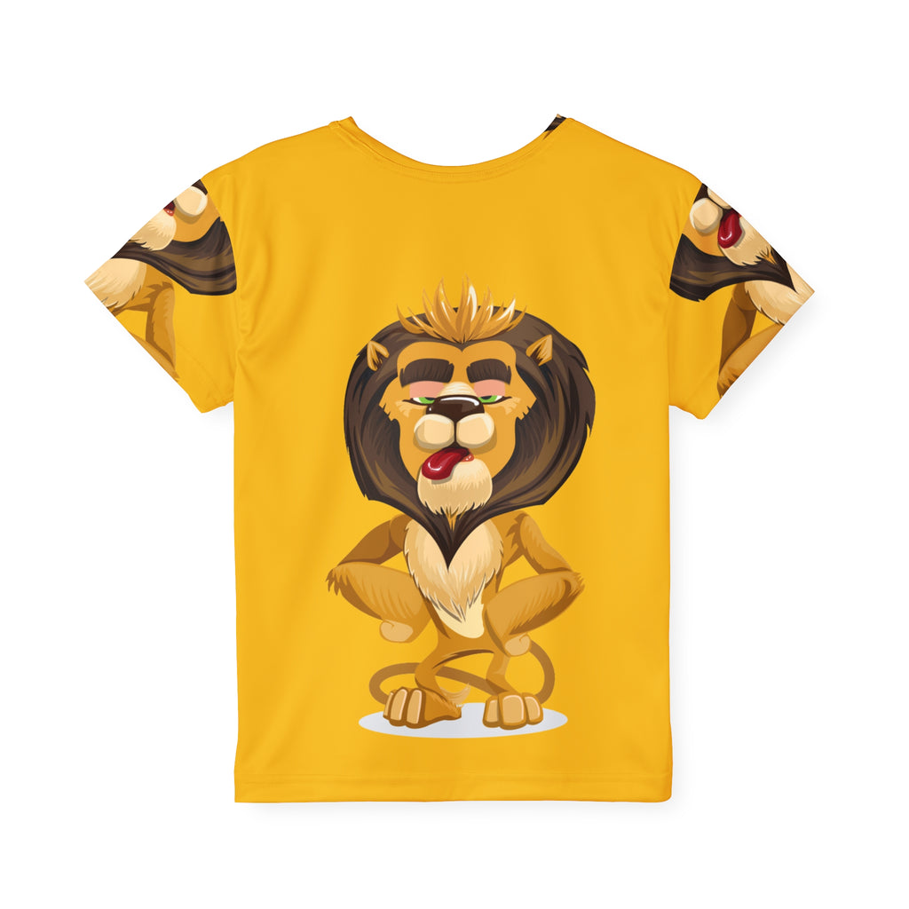 Kids Lion Sports Jersey — Yellow All-Over-Print Kids Athletic Shirt