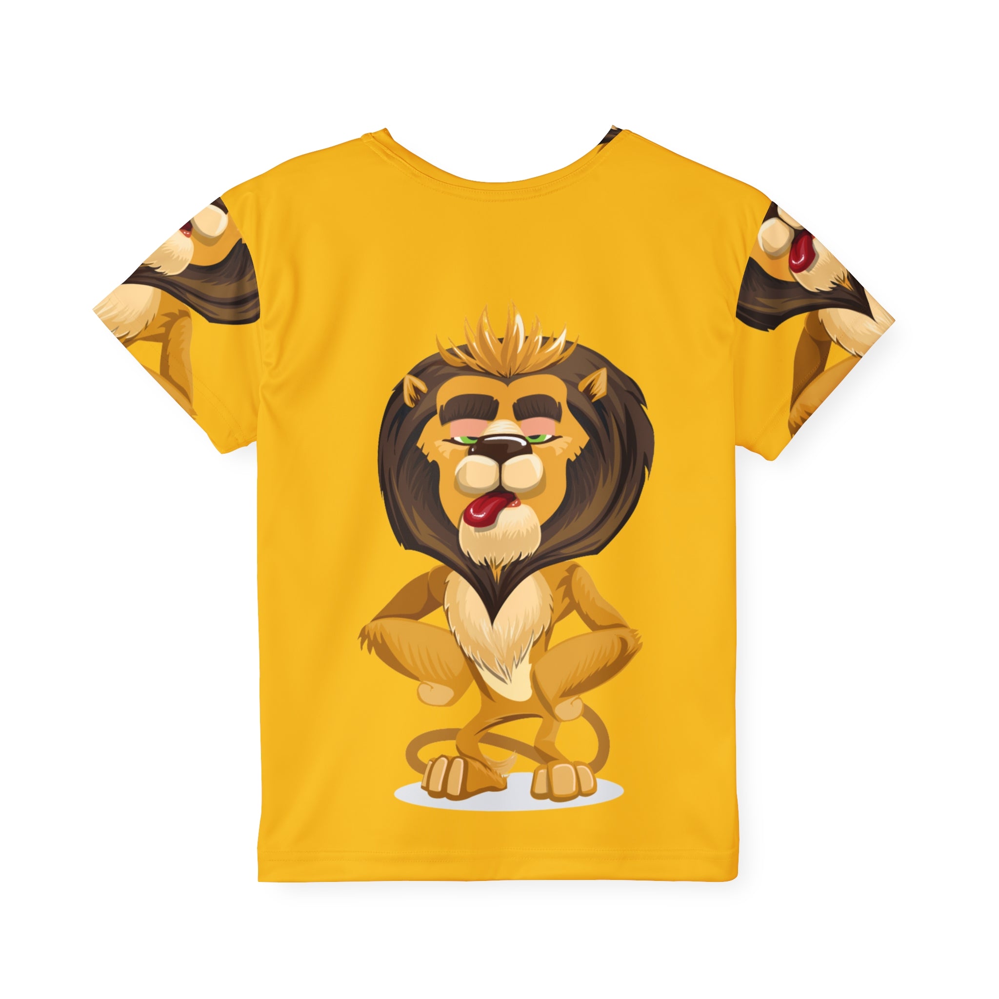 Kids Lion Sports Jersey — Yellow All-Over-Print Kids Athletic Shirt