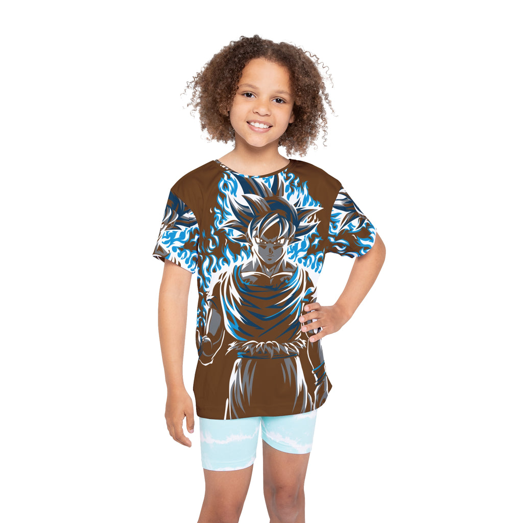 Kids Anime Power Tee — Blue Aura Warrior All-Over Print Jersey